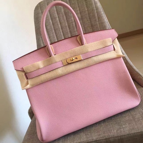 Hermes Pink Clemence Birkin 30cm Handmade Bag