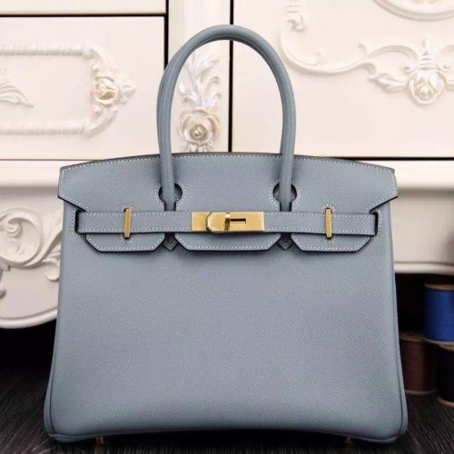 Hermes Birkin 30cm 35cm Bag In Blue Lin Epsom Leather