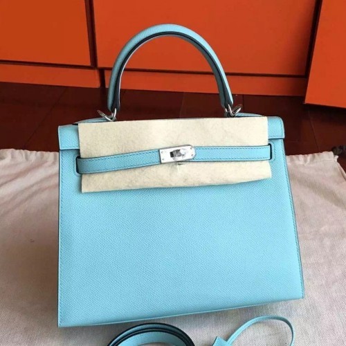 Hermes Blue Atoll Epsom Kelly 25cm Sellier Handmade Bag