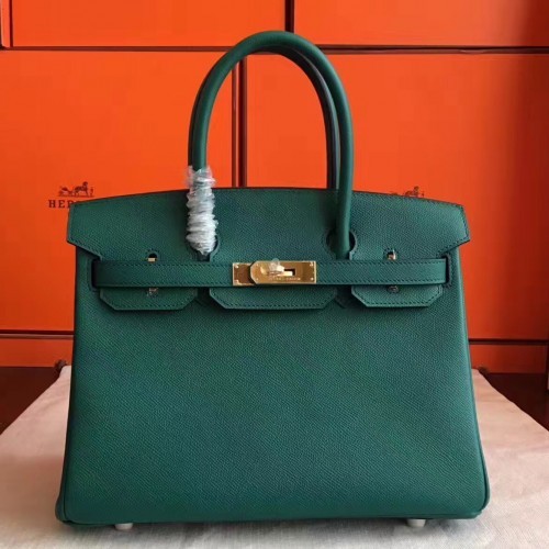 Hermes Malachite Epsom Birkin 30cm Handmade Bag