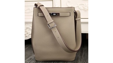 Hermes So Kelly 22cm Bag In Grey Leather