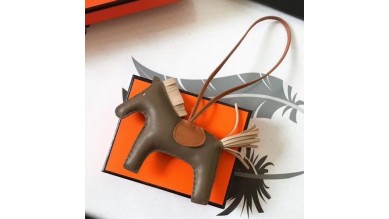 Hermes Rodeo Horse Bag Charm In Taupe/Camarel/Beige Leather