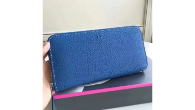Hermes Blue Clemence Azap Zipped Wallet