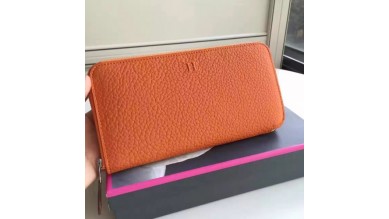 Hermes Orange Clemence Azap Zipped Wallet
