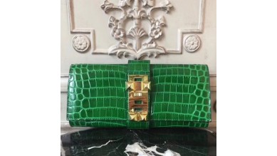 Hermes Medor Clutch Bag In Bamboo Crocodile Leather