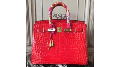 Hermes Birkin 30cm 35cm Bag In Cherry Crocodile Leather
