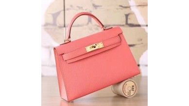 Hermes Flamingo Epsom Kelly Mini II 20cm Handmade Bag