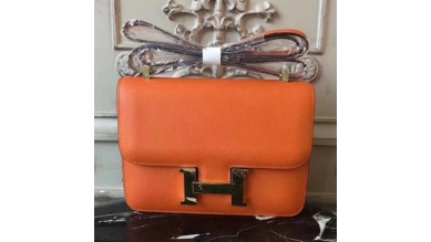 Hermes Orange Constance MM 24cm Epsom Leather Bag