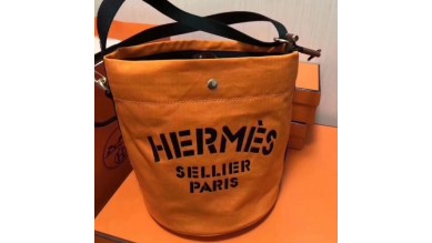 Hermes Grooming Bucket Bag In Orange Canvas