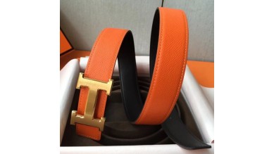 Hermes H Belt Buckle &amp; Orange Epsom 32 MM Strap