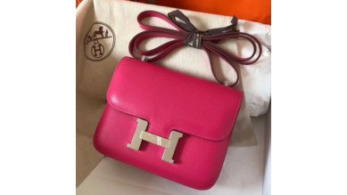 Hermes Mini Constance 18cm Rose Red Epsom Bag