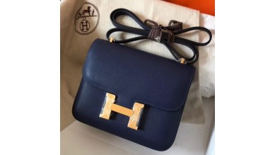 Hermes Mini Constance 18cm Sapphire Epsom Bag