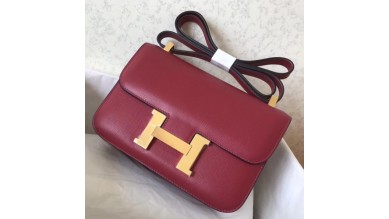 Hermes Epsom Constance 24cm Dark Red Handmade Bag