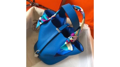 Hermes Blue Hydra Picotin Lock PM 18cm Handmade Bag