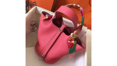 Hermes Rose Lipstick Picotin Lock PM 18cm Handmade Bag