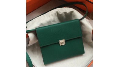Hermes Green Clic 16 Wallet With Strap