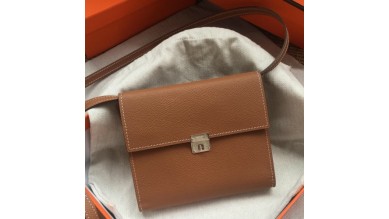 Hermes Brown Clic 16 Wallet With Strap