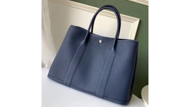 Hermes Navy Fjord Garden Party 30cm With Printed Lining