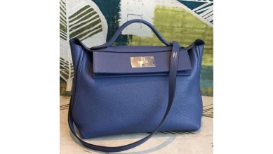 Hermes 24/24 29 Bag In Blue Clemence Calfskin