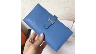 Hermes Blue Jean Epsom Bearn Gusset Wallet