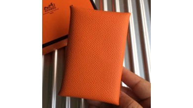 Hermes Orange Epsom Calvi Card Holder