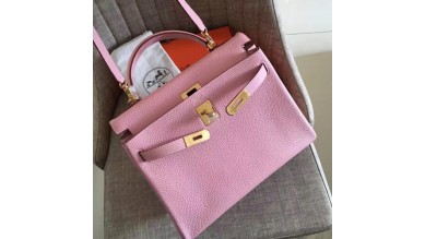 Hermes Pink Clemence Kelly Retourne 28cm Handmade Bag
