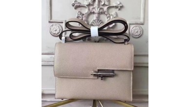 Hermes Grey Epsom Verrou Shoulder Handmade Bag