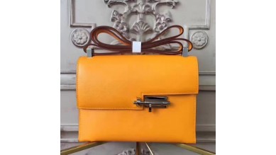 Hermes Yellow Goatskin Verrou Shoulder Handmade Bag