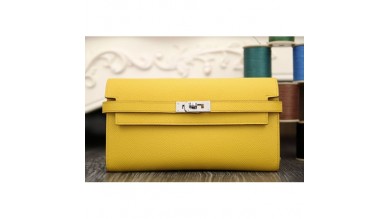 Hermes Kelly Longue Wallet In Yellow Epsom Leather