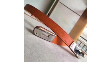 Hermes Orange Epsom Kelly Belt With Palladium Hardware