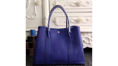 Hermes Medium Garden Party 36cm Tote In Electric Blue Leather