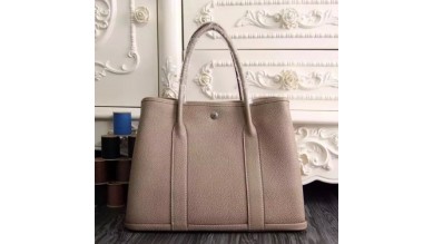 Hermes Medium Garden Party 36cm Tote In Grey Leather